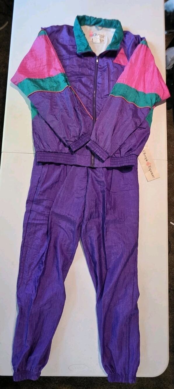 Olympic Exposure Vintage Purple Jogging Suit , Size Large 90’s Pants And Jacket